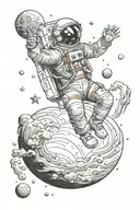 Astronaut falling of moon   tattoo design idea