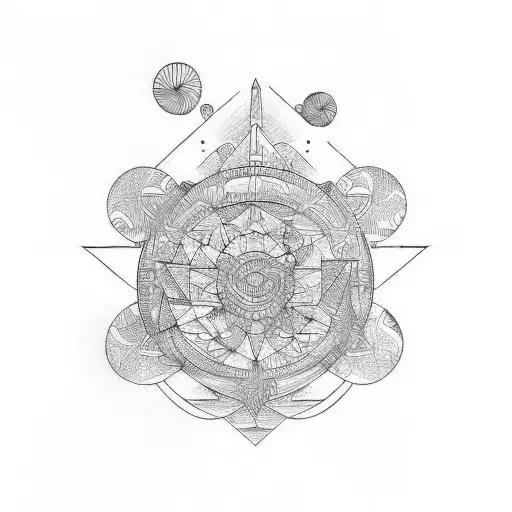 maths and ocean tattoo design idea