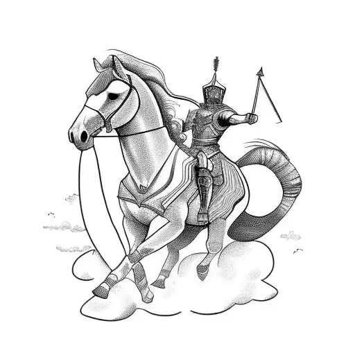gladiator riding a horse tattoo design idea