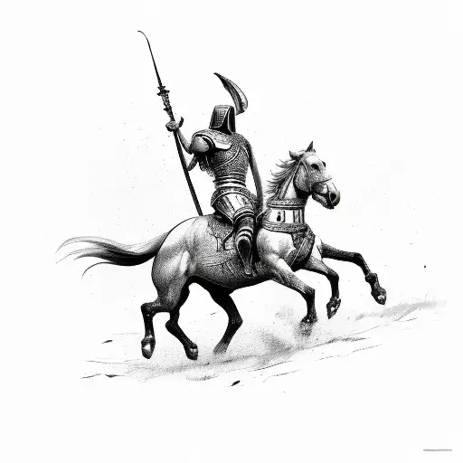 gladiator riding a horse tattoo design idea