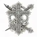 a catholic cross with the text Isaiah 41:10 wrapped around the cross tattoo design idea