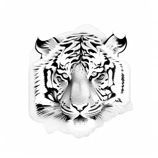 Tiger camouflaged among the trees tattoo design idea