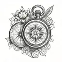 compass and pocket watch tattoo design idea