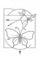 simple butterfly with simple arrow tattoo design idea