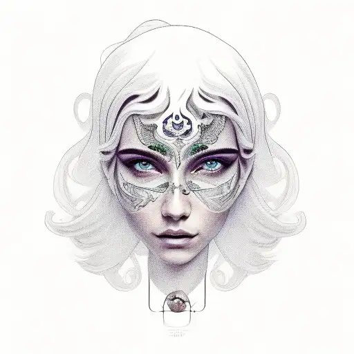 human face with wallflower as hair tattoo design idea