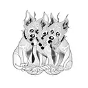 A dotwork tattoo of the three-headed dog Cerberus guarding the gates of the underworld tattoo design idea
