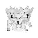 A dotwork tattoo of the three-headed dog Cerberus guarding the gates of the underworld tattoo design idea