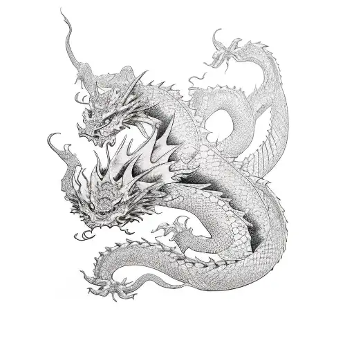 full dragon body DnD style, medium sized,  tattoo design idea