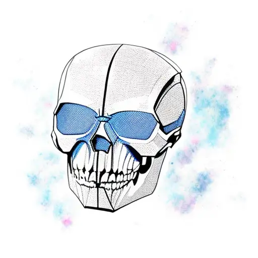 Skull of ironman mid broken helmet in the galaxy with pollution tattoo design idea