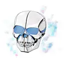 Skull of ironman mid broken helmet in the galaxy with pollution tattoo design idea