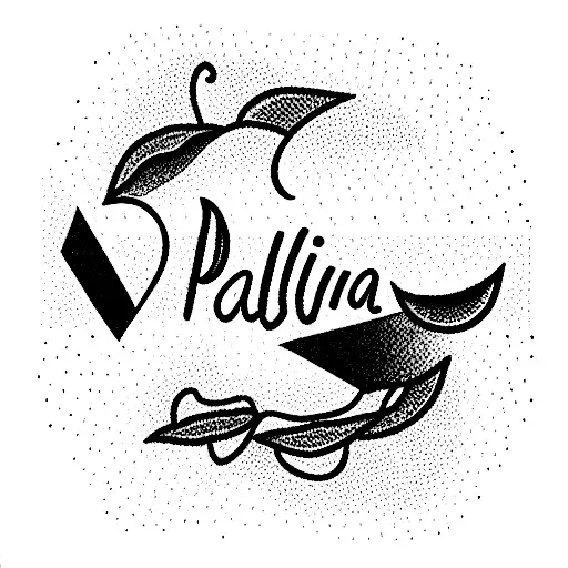 palatina text in fine line art  tattoo design idea