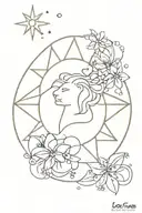 Leo star sign with heart and sparkles tattoo design idea