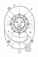 Leo star sign with heart and sparkles tattoo design idea