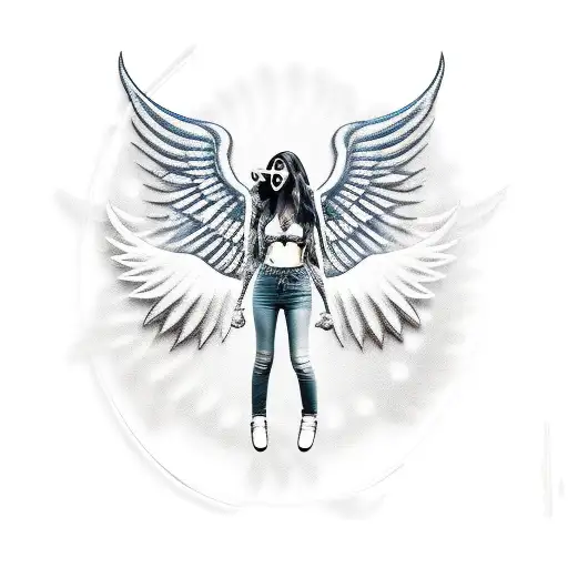 A guitar with wings, symbolizing the freedom and power of rock n roll tattoo design idea