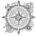 anchor compass surrounded tattoo design idea