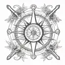 anchor compass surrounded tattoo design idea