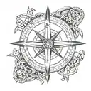 anchor compass surrounded tattoo design idea