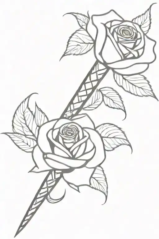 dagger snake rose tattoo design idea