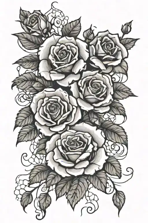 webs with roses blooming tattoo design idea