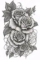 webs with roses blooming tattoo design idea