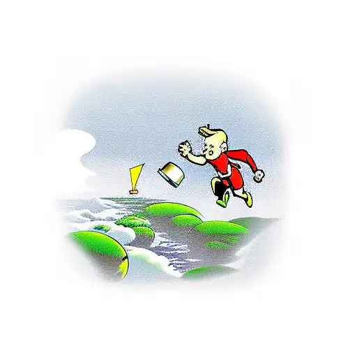 tintin running, carrying a sound desk tattoo design idea