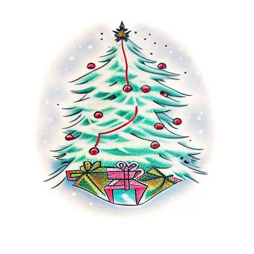 christmas tree with name Kaso tattoo design idea