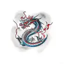 dragon with smoke tattoo design idea