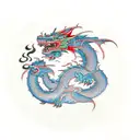 dragon with smoke tattoo design idea