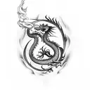 dragon with smoke tattoo design idea