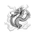 dragon with smoke tattoo design idea