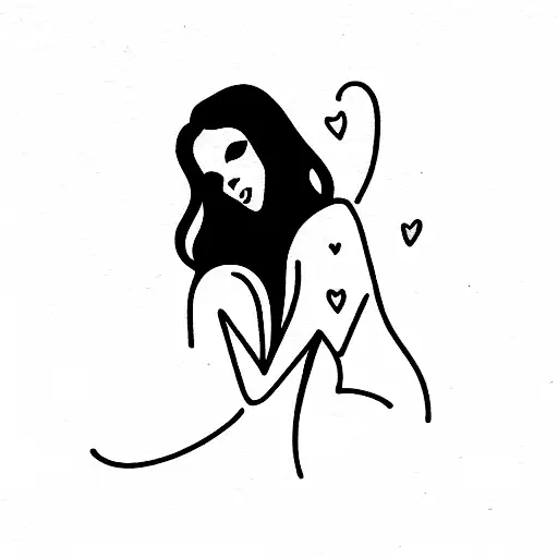 goth woman ghost niple flash tattoo design idea