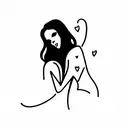 goth woman ghost niple flash tattoo design idea