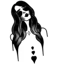 goth woman ghost niple flash tattoo design idea