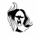 goth woman ghost niple flash tattoo design idea