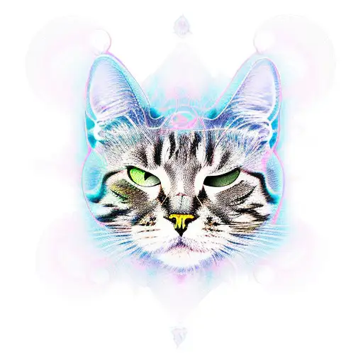 fractal set, shape of a full cat  tattoo design idea