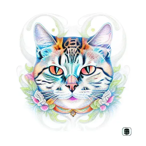 mandelbrot set, shape of a full cat  tattoo design idea
