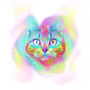 fractal set, shape of a full cat  tattoo design idea