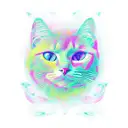 fractal set, shape of a full cat  tattoo design idea