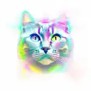 fractal set, shape of a full cat  tattoo design idea