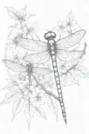 star, moon, blossom cherry branch,  dragonfly  tattoo design idea
