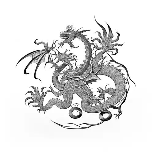 An intricate dragon wrapped around a cherry blossom tree tattoo design idea