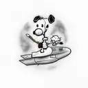 snoopy riding plane into hell tattoo design idea