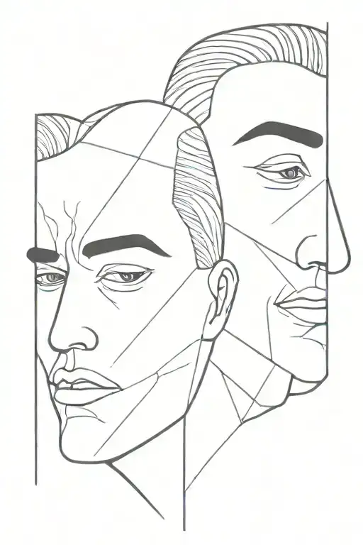 Two face inside tattoo design idea