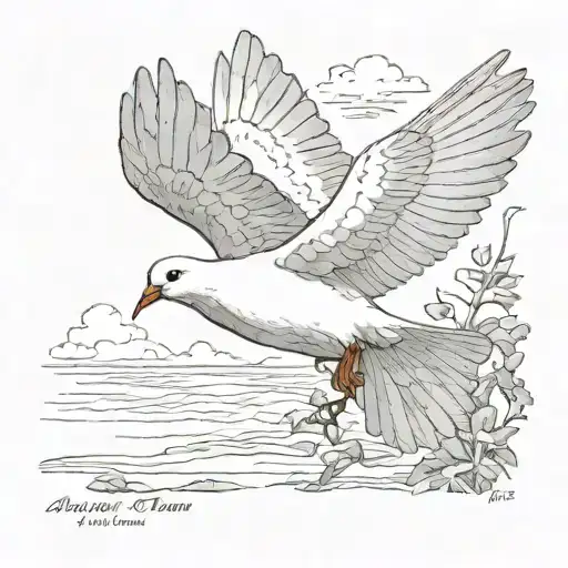 Ancher Dove flying tattoo design idea