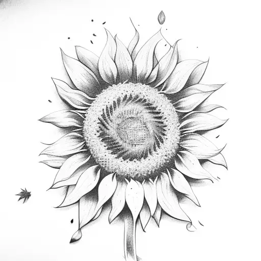 Sunflower with tortoise tattoo design idea
