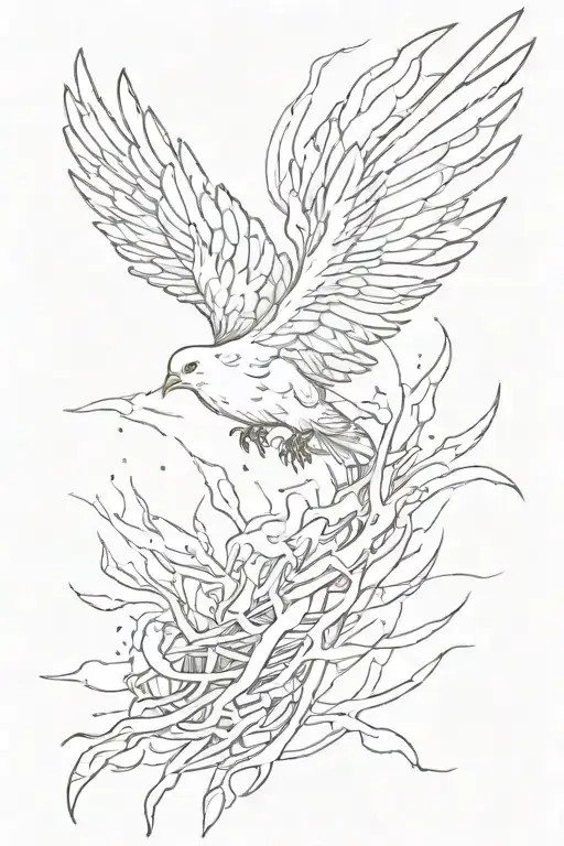 lightning strike and dove wings tattoo design idea