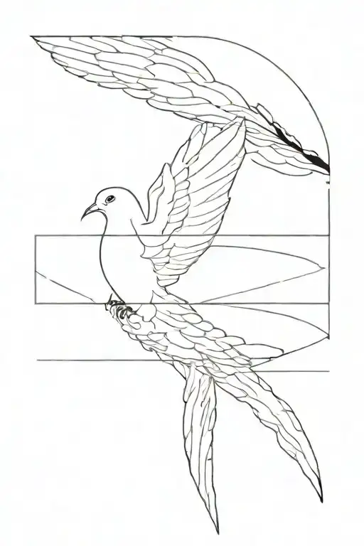 lightning strike on left side dove wing on right side back tattoo  tattoo design idea