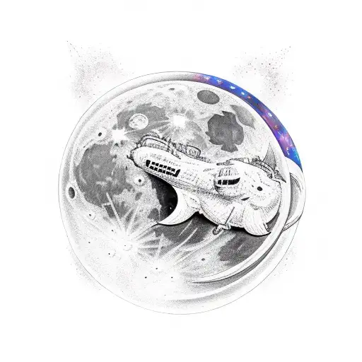 Cosmic, Rocinante from The Expanse, the moon tattoo design idea
