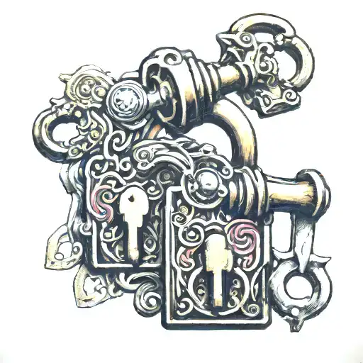 locks and keys tattoo design idea