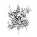 draw the phrase "chaos is a ladder", whilst giving it a dark and gritty vibe. Chaos in this scenario can represent hell tattoo design idea